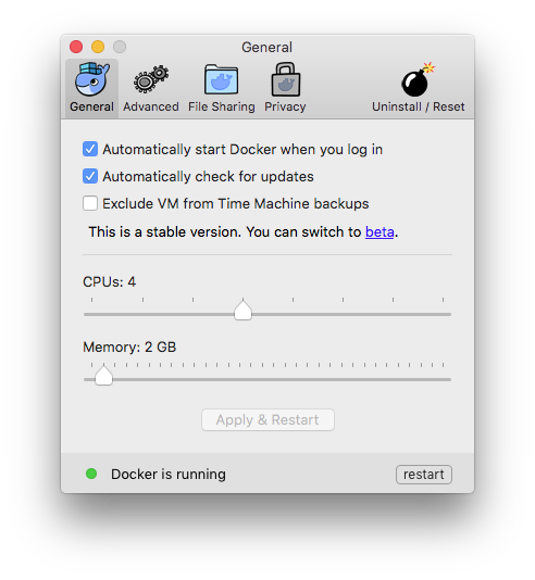 start docker on mac